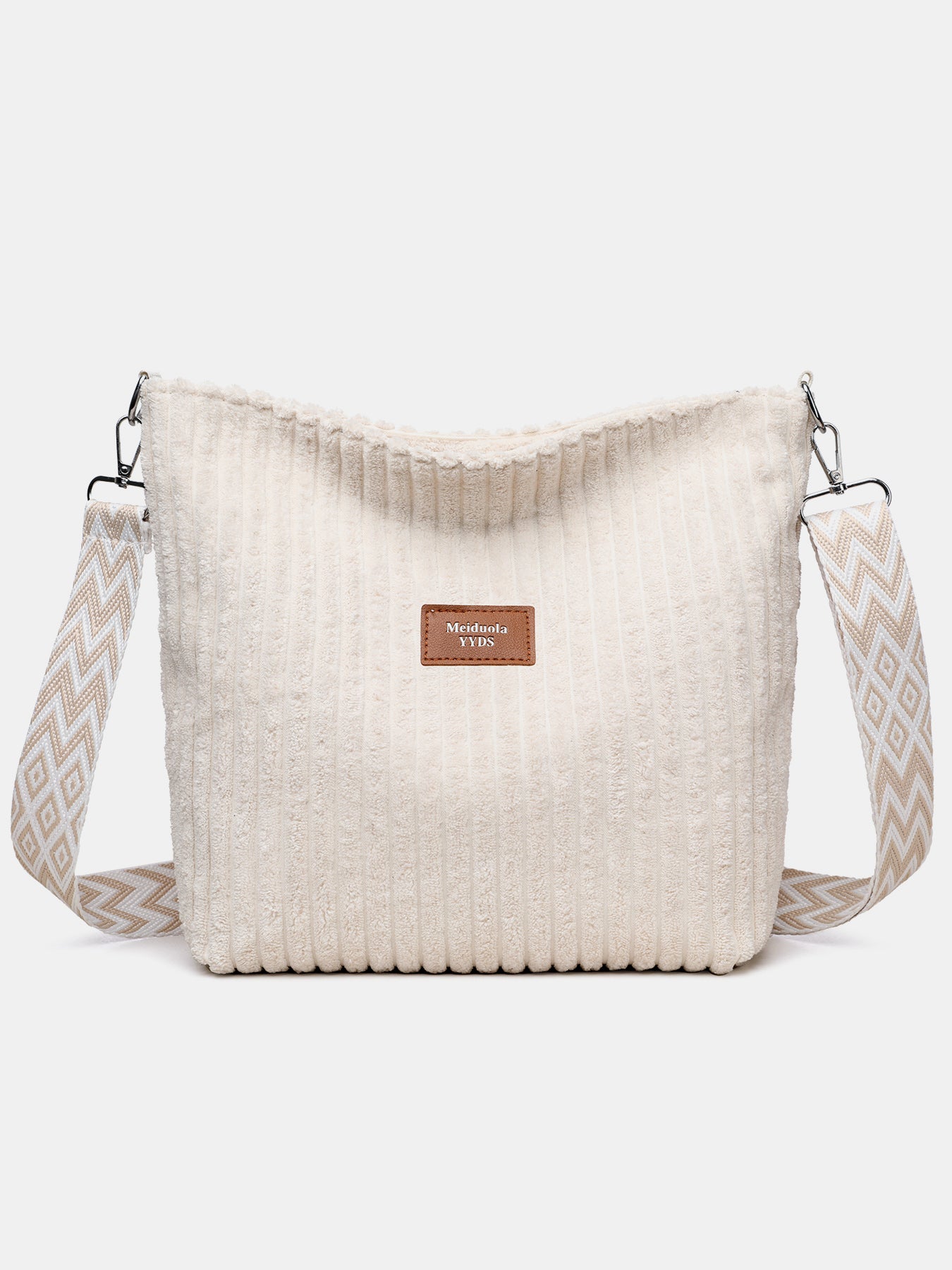 Corduroy Crossbody Bag with Removable Strap