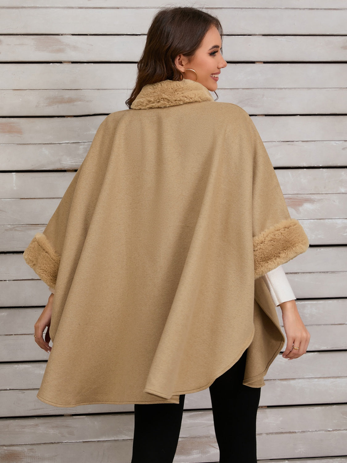 Fuzzy Trim Poncho