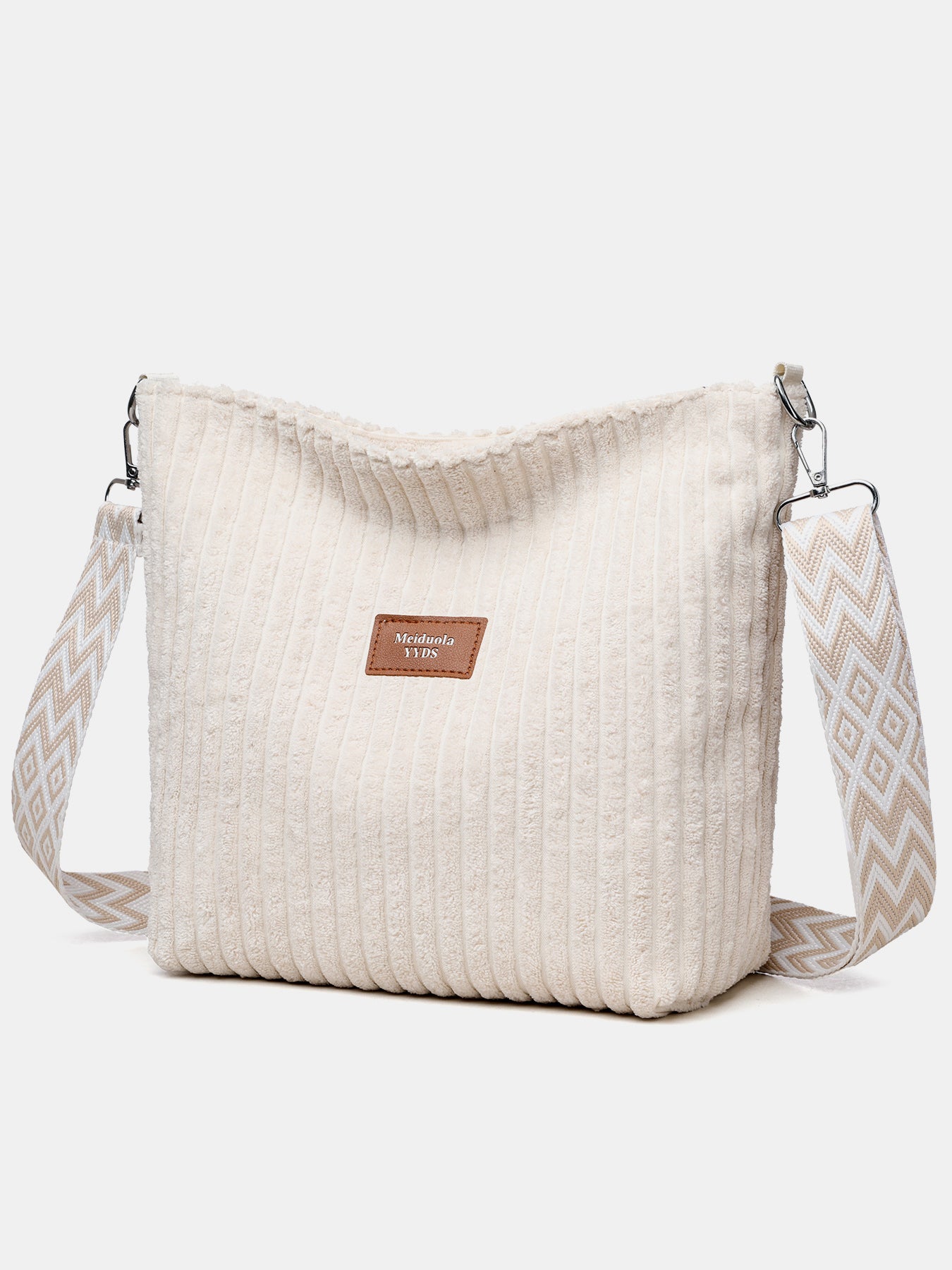 Corduroy Crossbody Bag with Removable Strap