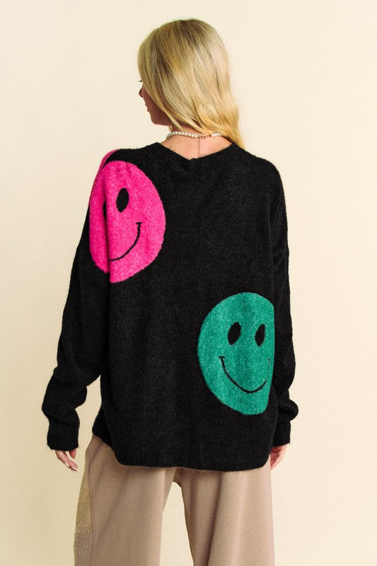 Black Davi & Dani Smile Oversize Sweater