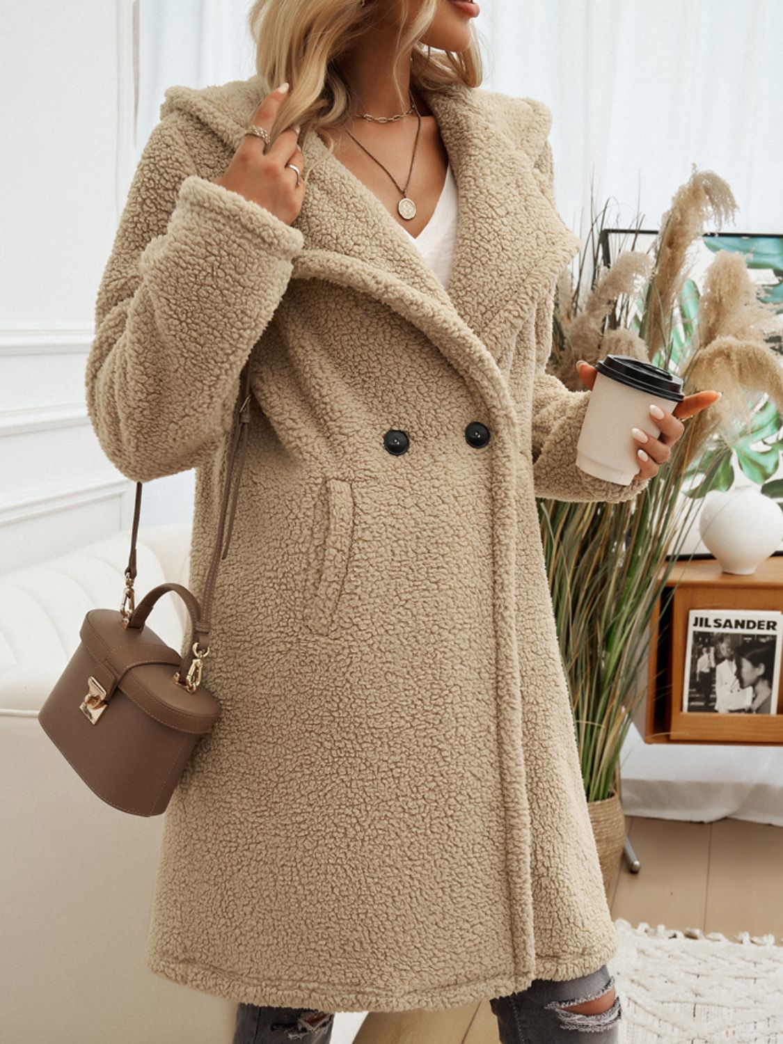 Soft and Fuzzy Pocketed Hooded Teddy Coat