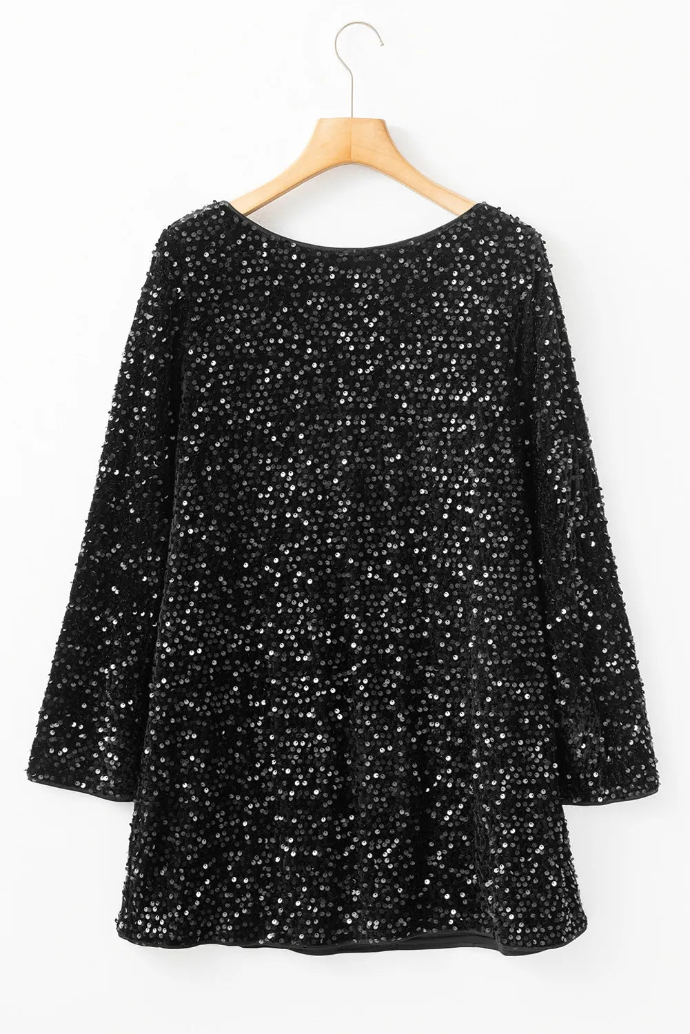 Black Sequin Long Sleeve Mini Dress