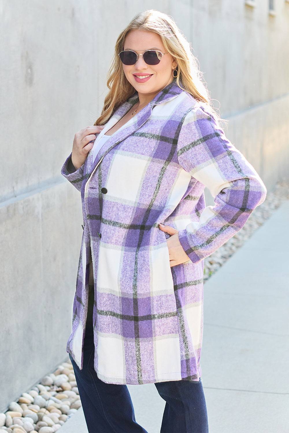 Fall-sational Plaid Button Up Lapel Collar Coat