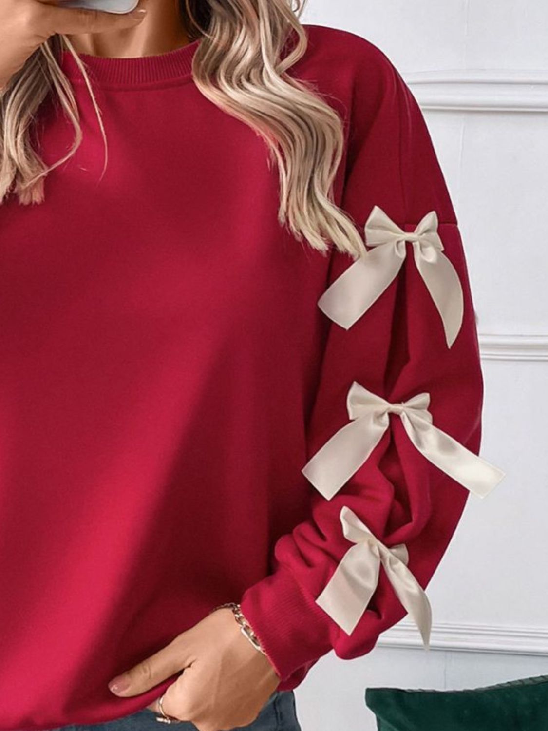 Fancy Red Bow Sweatshirt