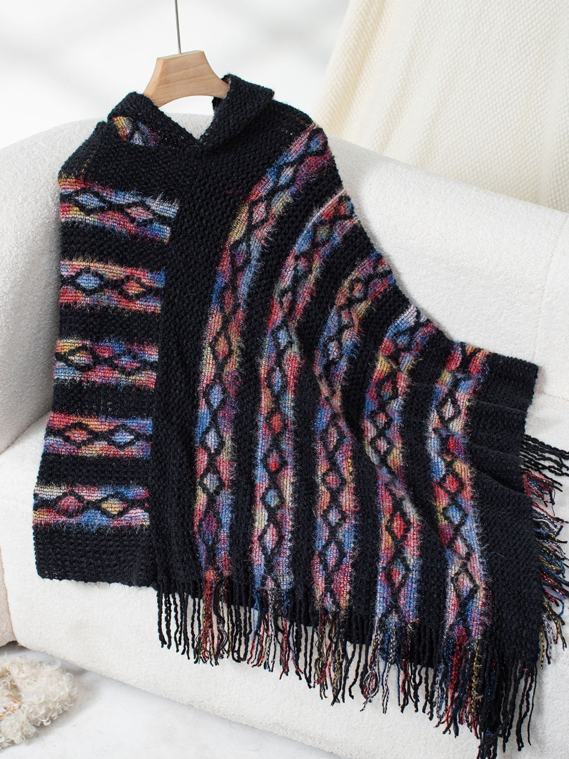 Fringe Hooded Poncho