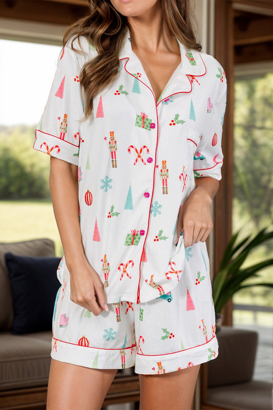 Candy Cane and Christmas Fun Top and Shorts Lounge Set