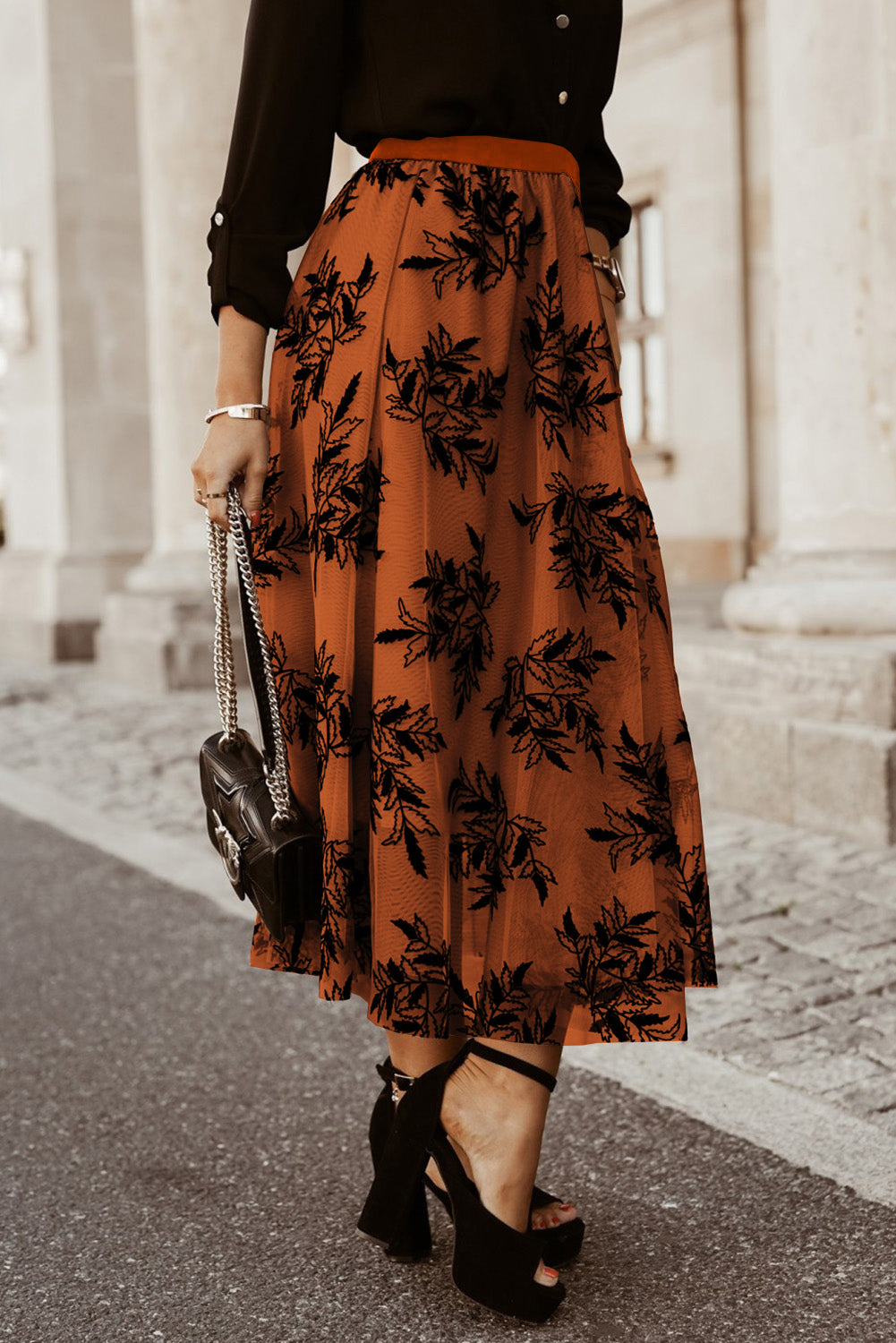 Everything Fall Embroidered High Waist Maxi Skirt