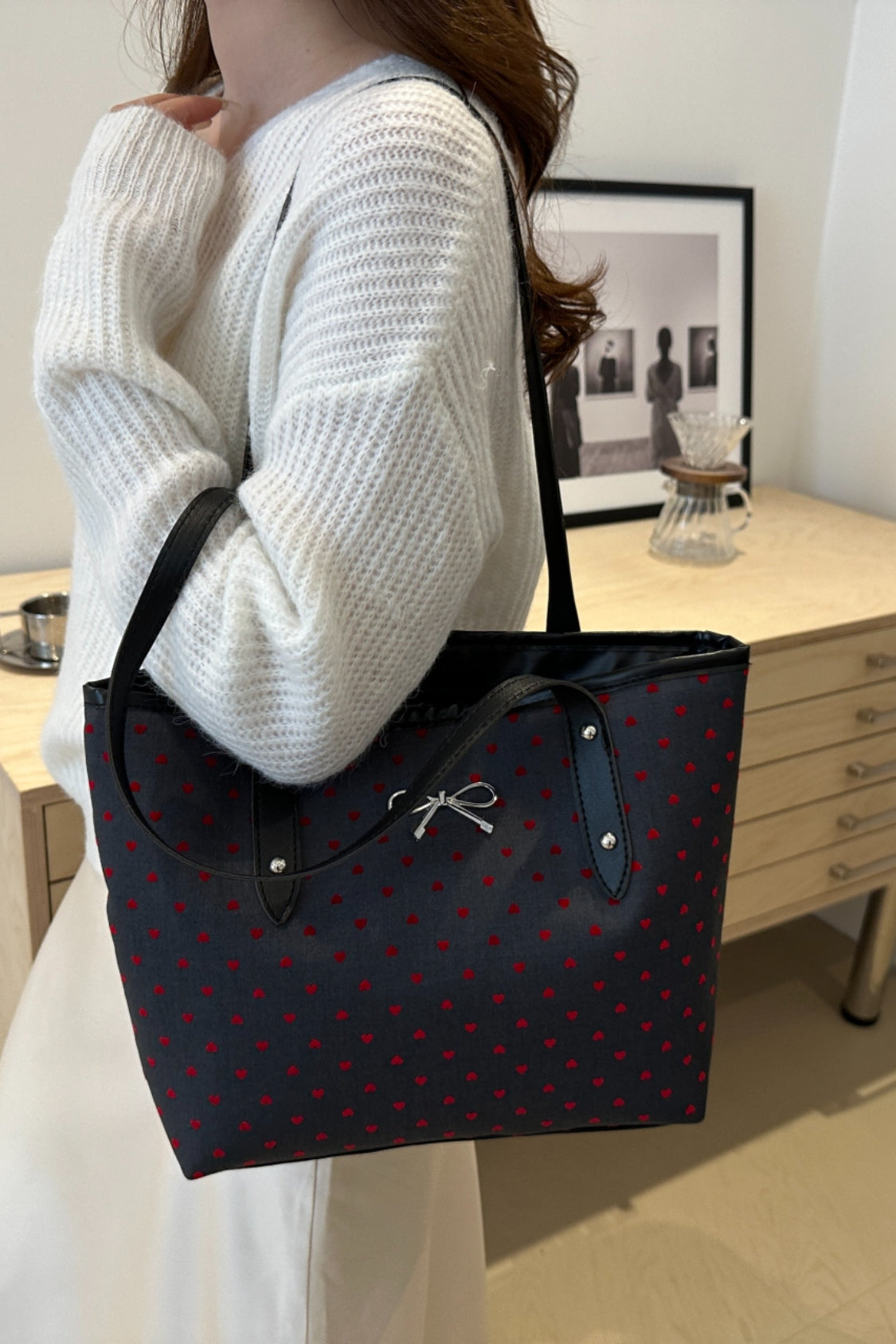 Bow Trim Tote Bag