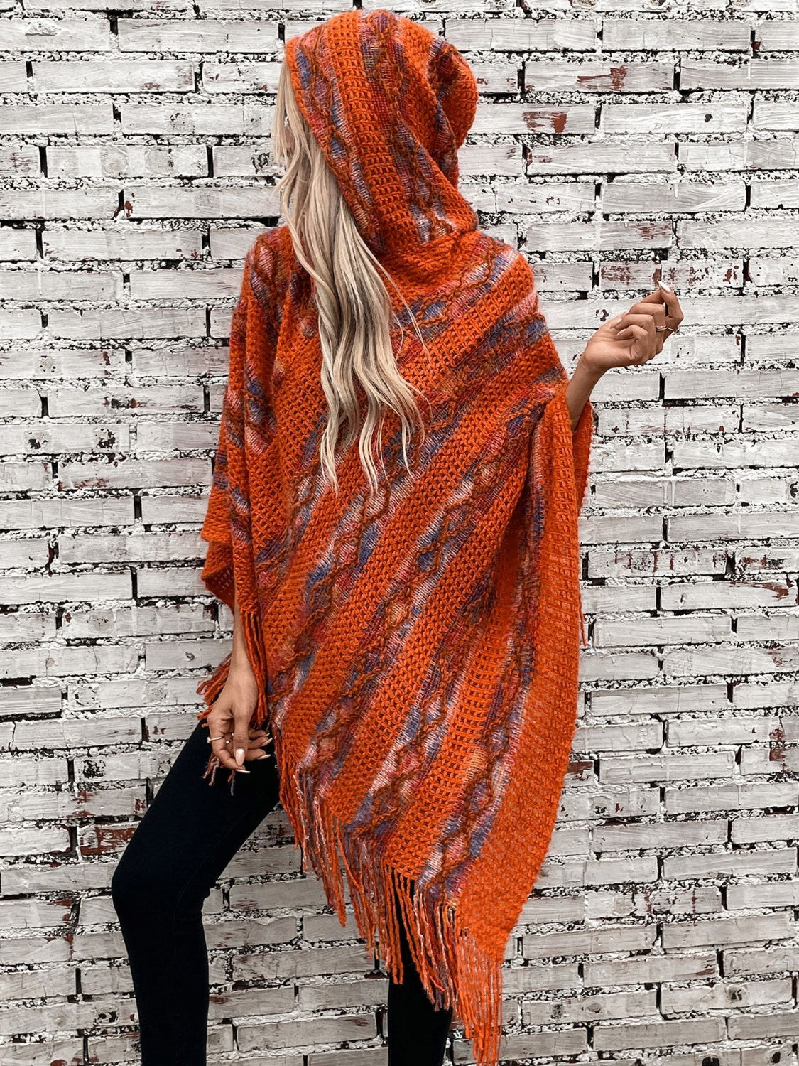 Fringe Hooded Poncho