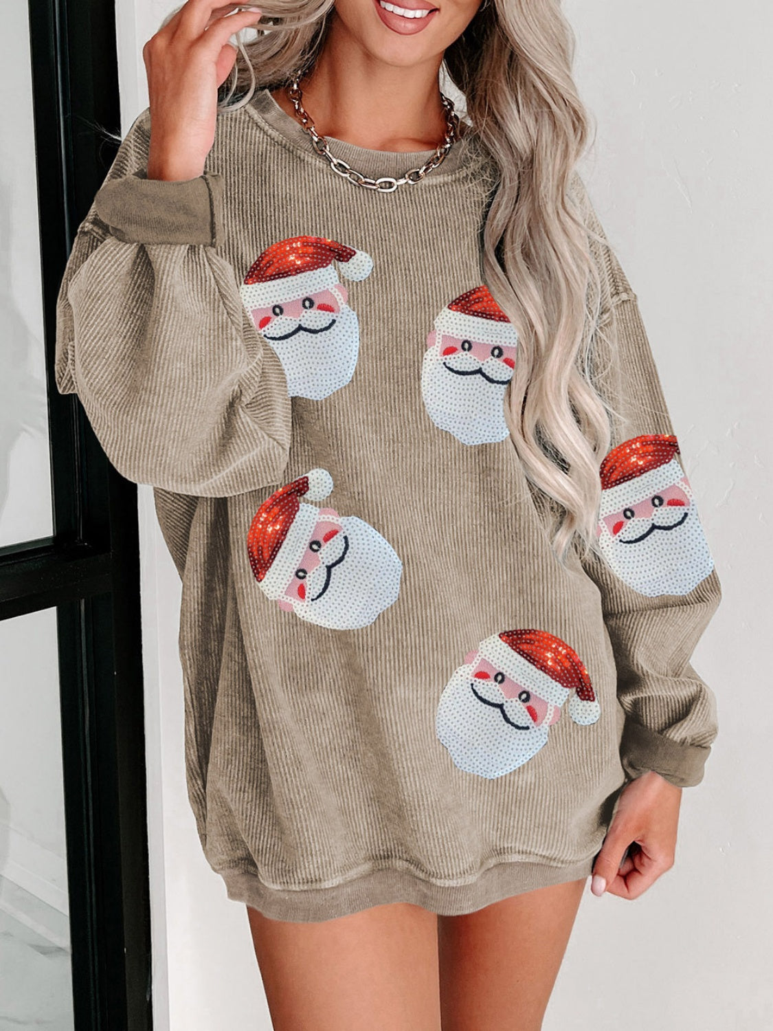 Here Comes Santa Claus Sequin Sweatshirt