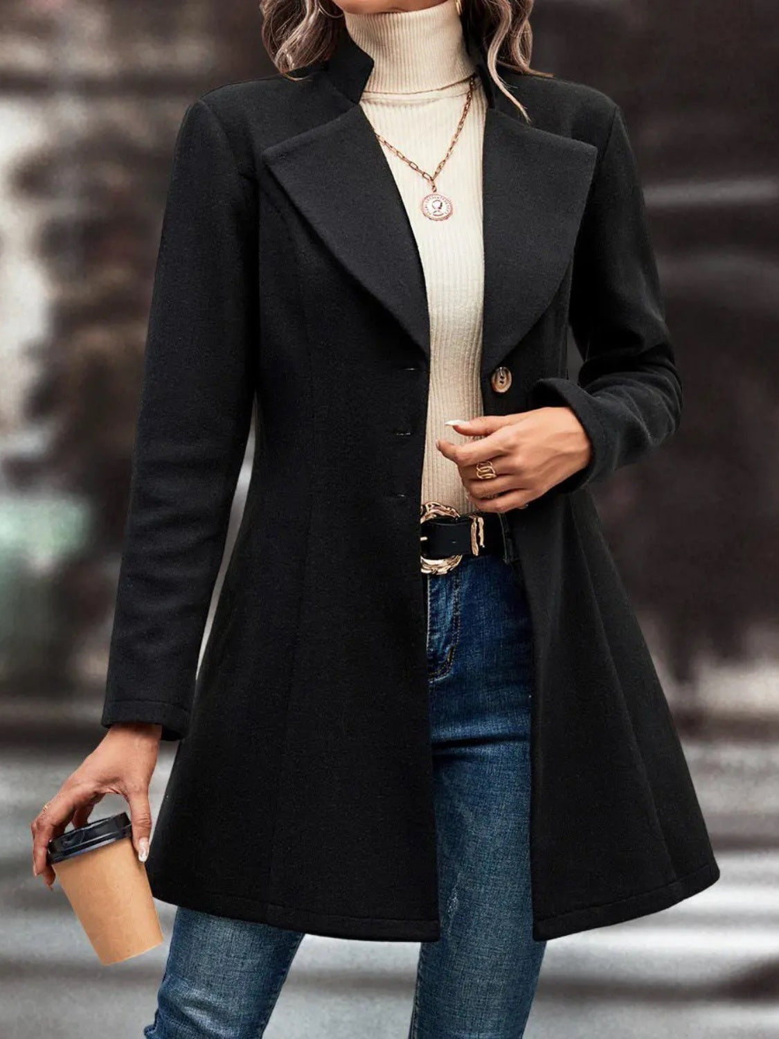 Fashionista Collared Neck Longline Coat