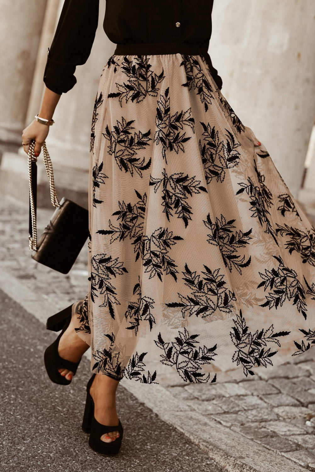 Everything Fall Embroidered High Waist Maxi Skirt