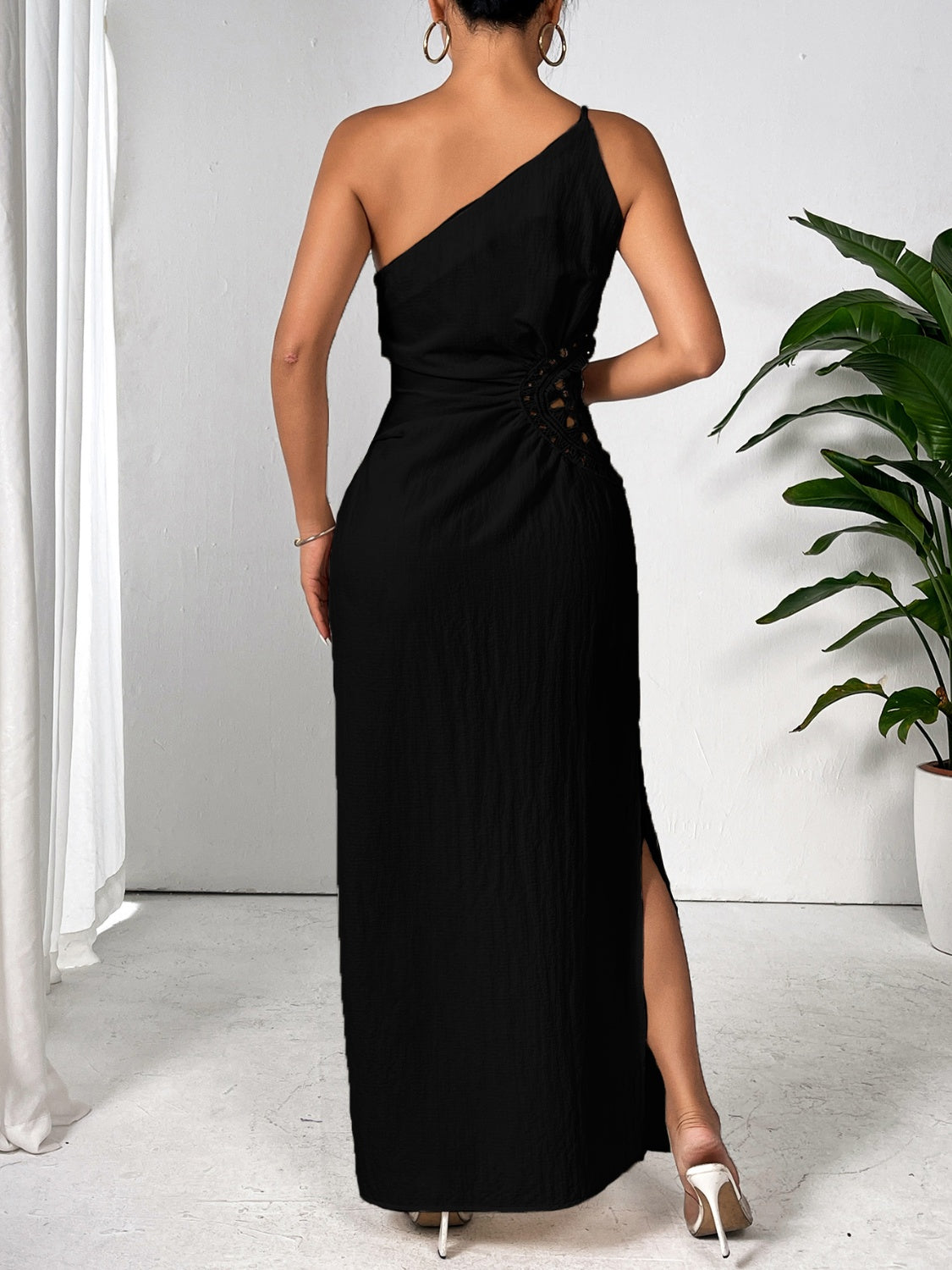 Cold Shoulder Slit Maxi Dress