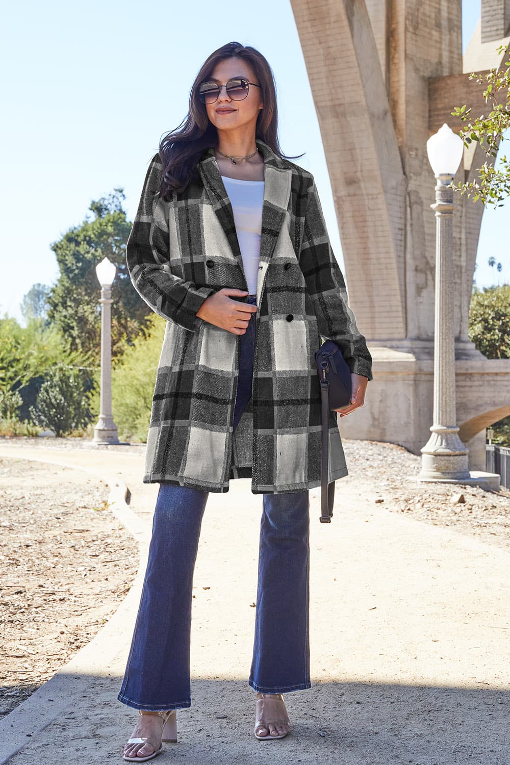 Fall-sational Plaid Button Up Lapel Collar Coat