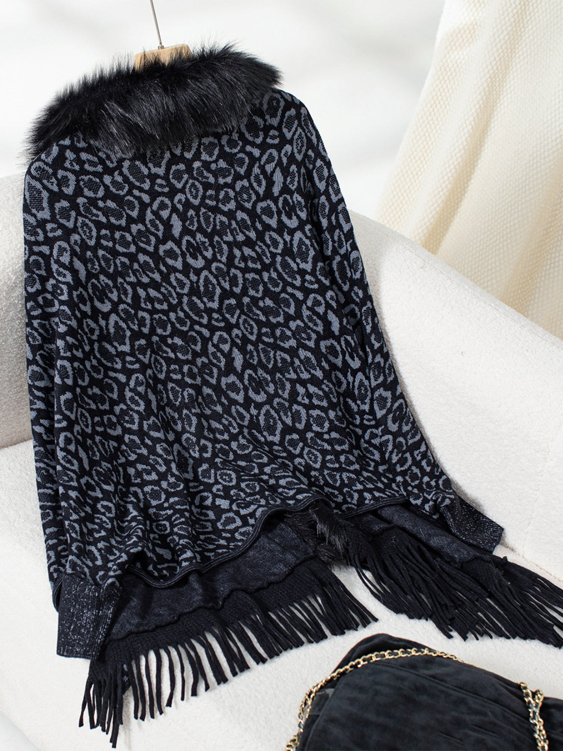 Fringe Leopard Poncho