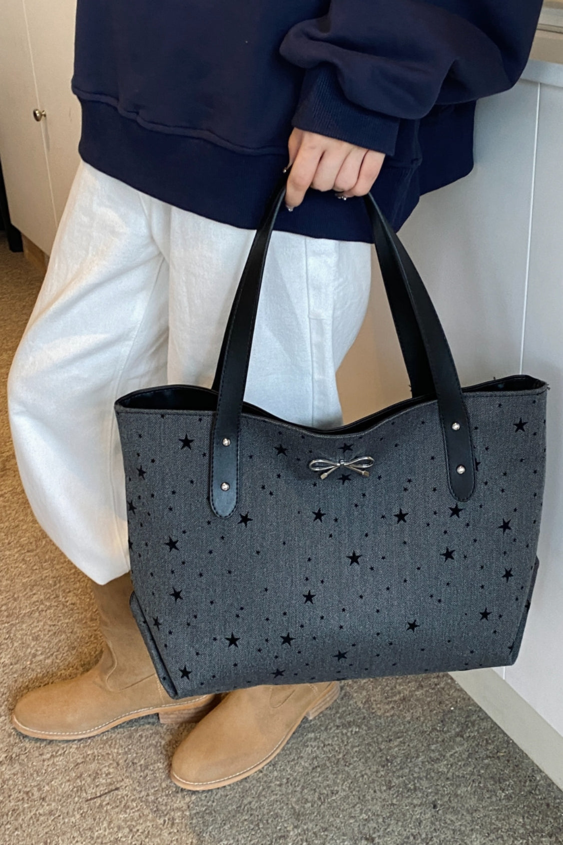 Bow Polka Dot Tote Bag