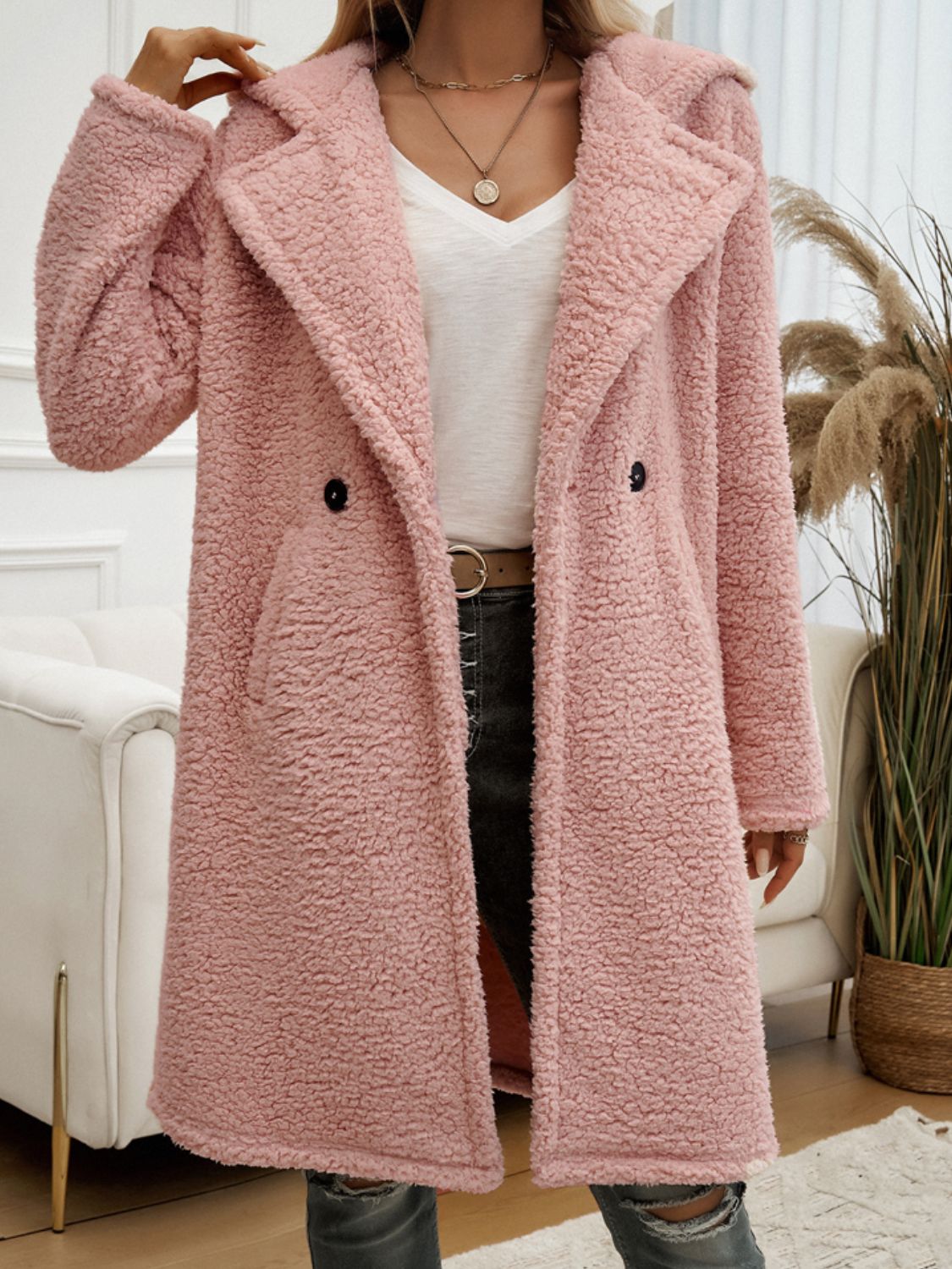 Soft and Fuzzy Pocketed Hooded Teddy Coat