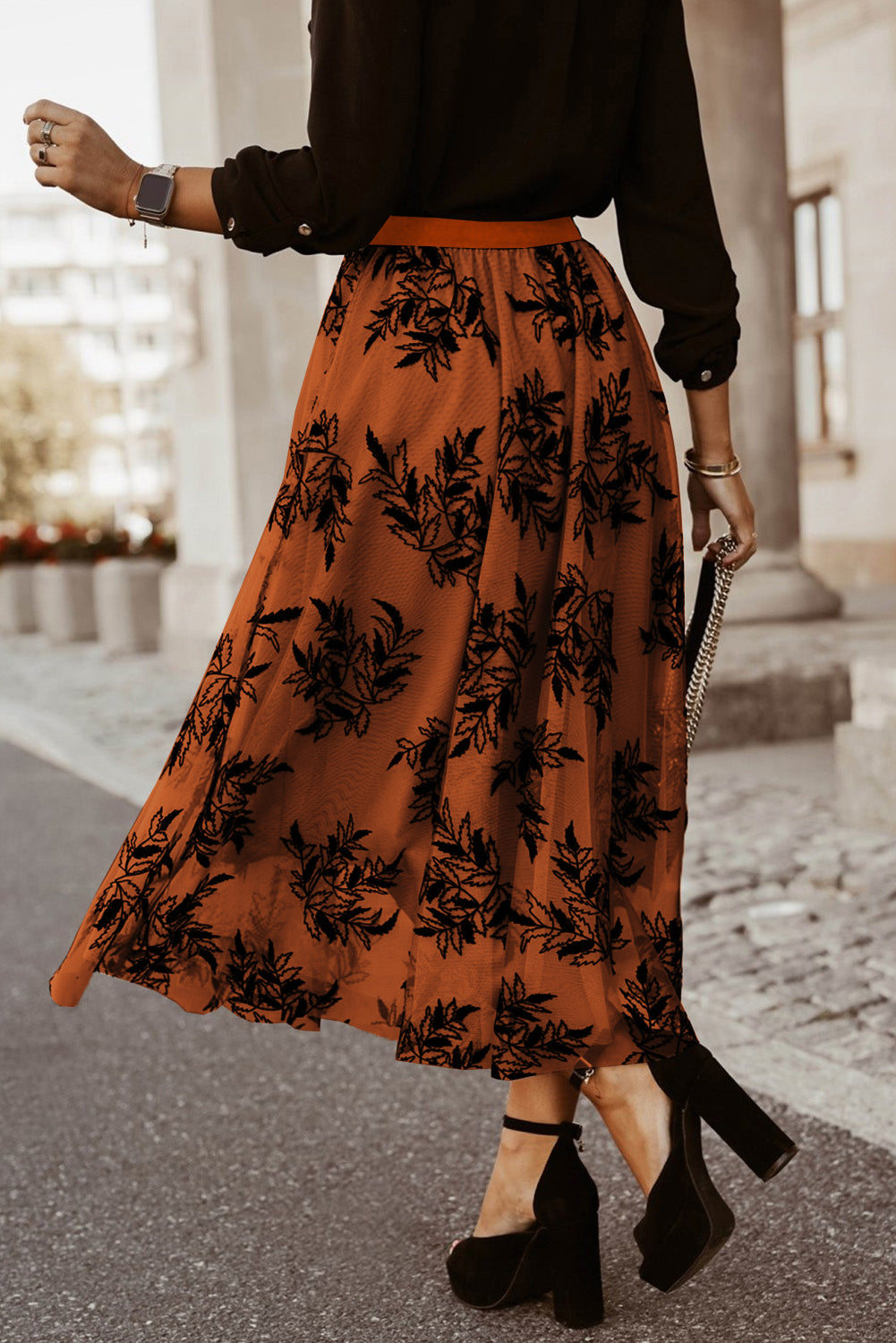 Everything Fall Embroidered High Waist Maxi Skirt