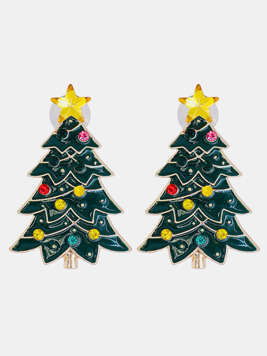 Christmas Tree Rhinestone Earrings