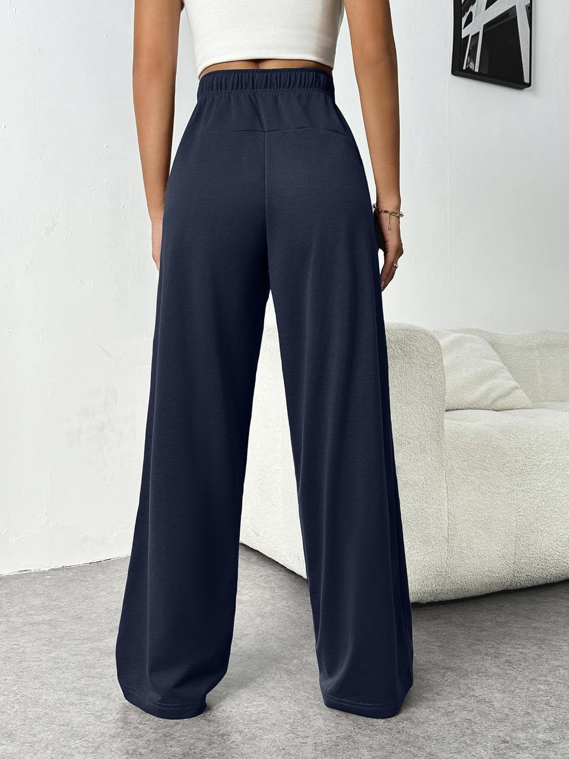 Casual Drawstring Wide Leg Pants with Pockets