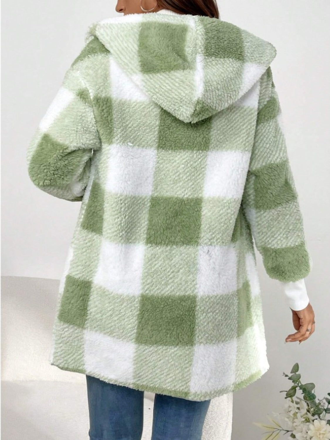 Happy Holidays Plaid Hooded Coat