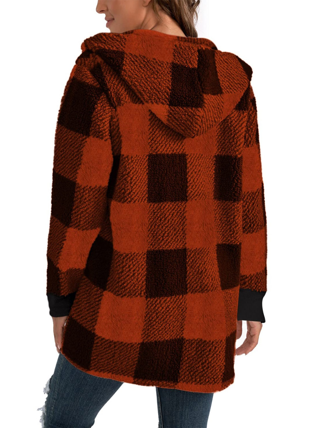 Happy Holidays Plaid Hooded Coat