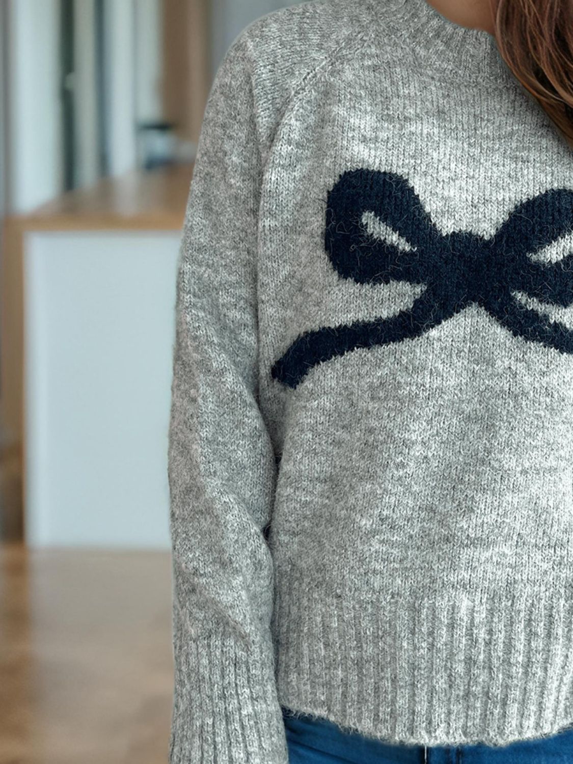 Cutesy Bow Long Sleeve Sweater