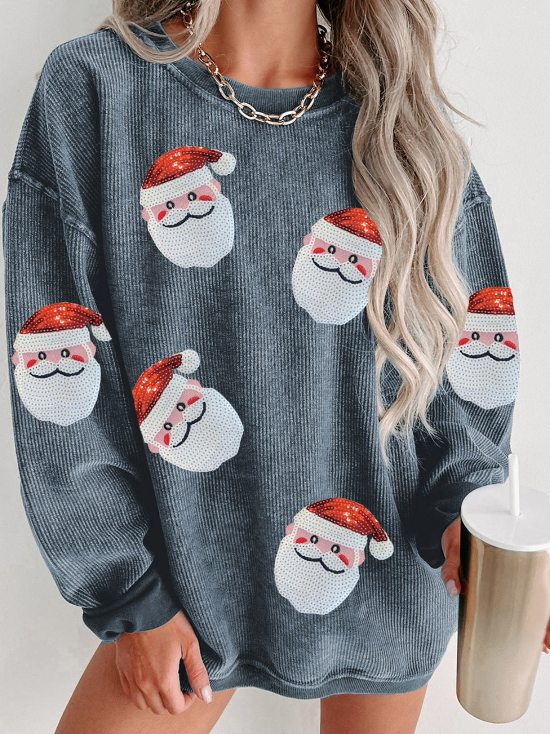 Here Comes Santa Claus Sequin Sweatshirt