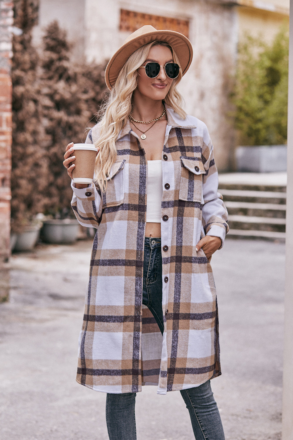 Plaid Longline Jacket