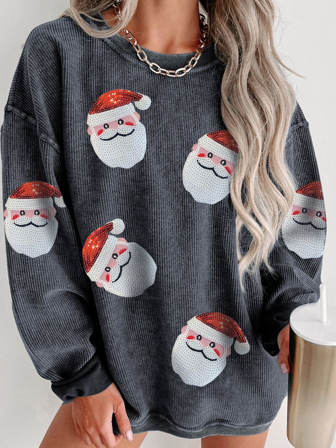 Here Comes Santa Claus Sequin Sweatshirt