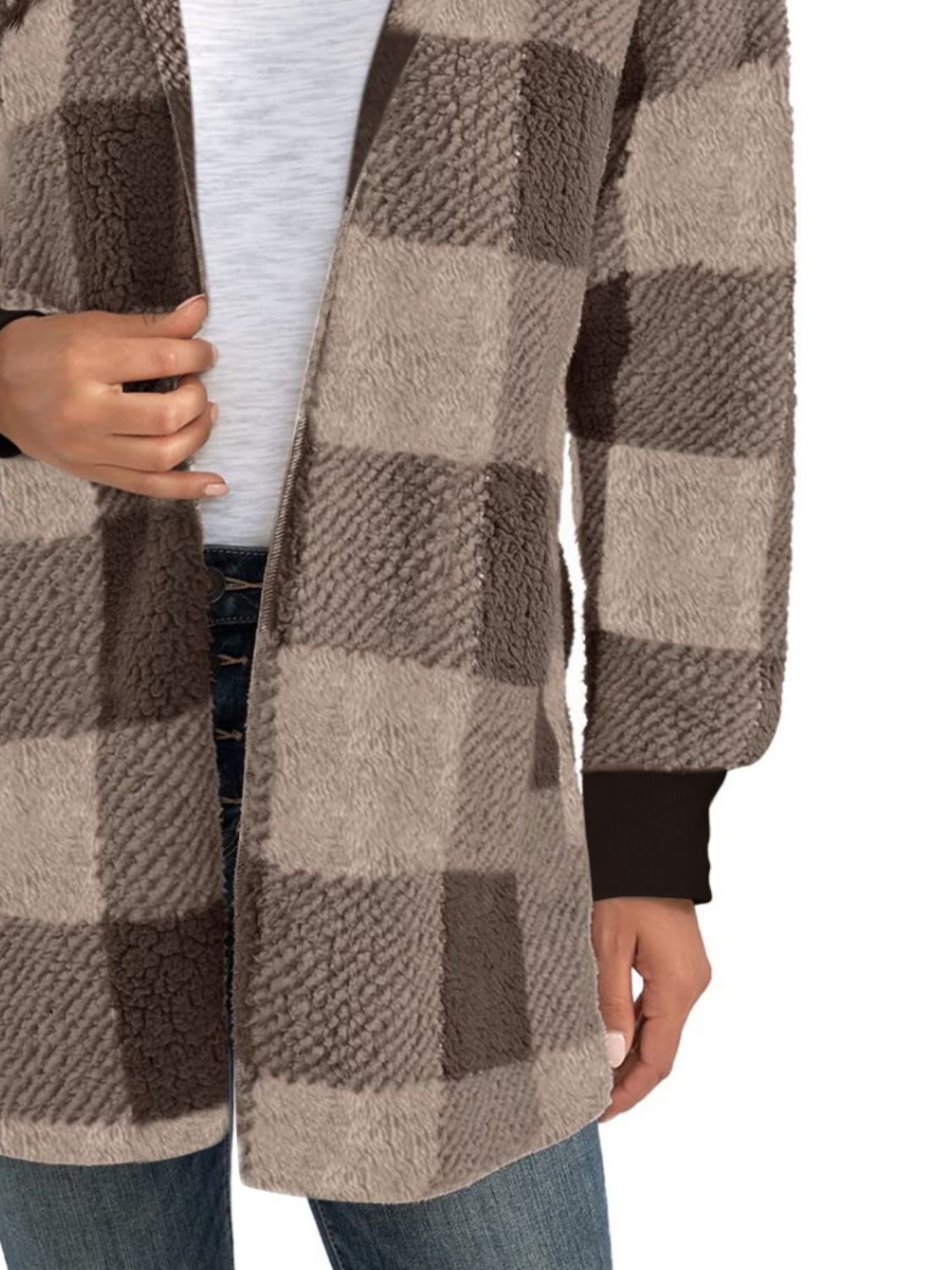 Happy Holidays Plaid Hooded Coat