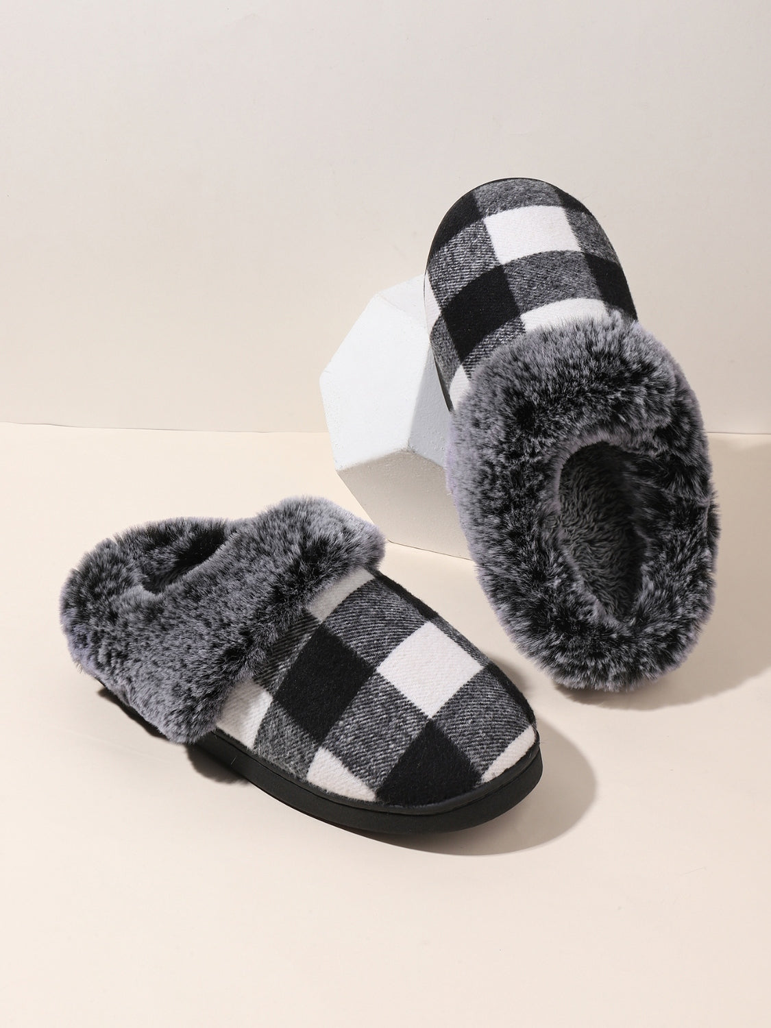 Plaid Furry Slippers