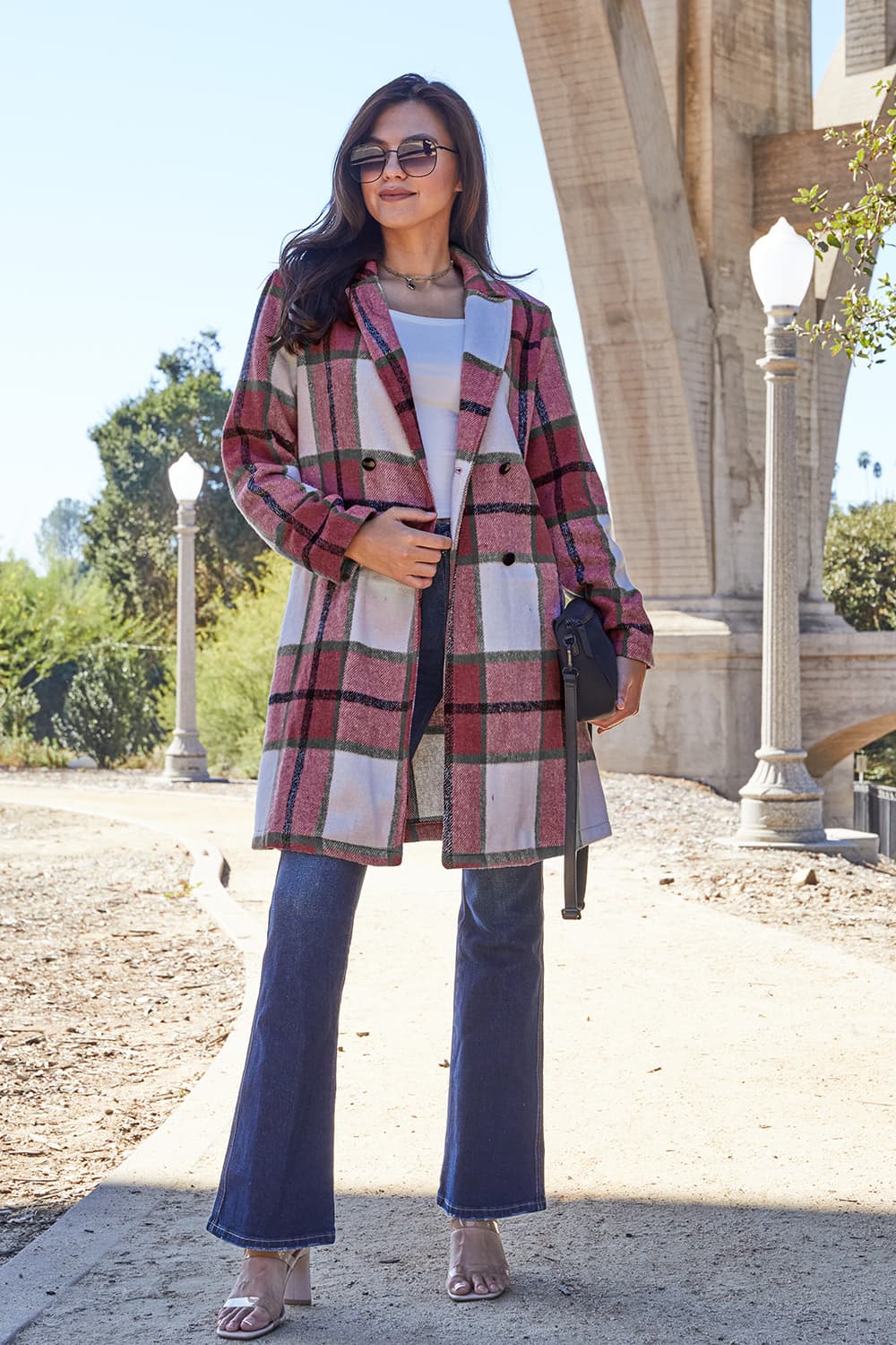 Fall-sational Plaid Button Up Lapel Collar Coat