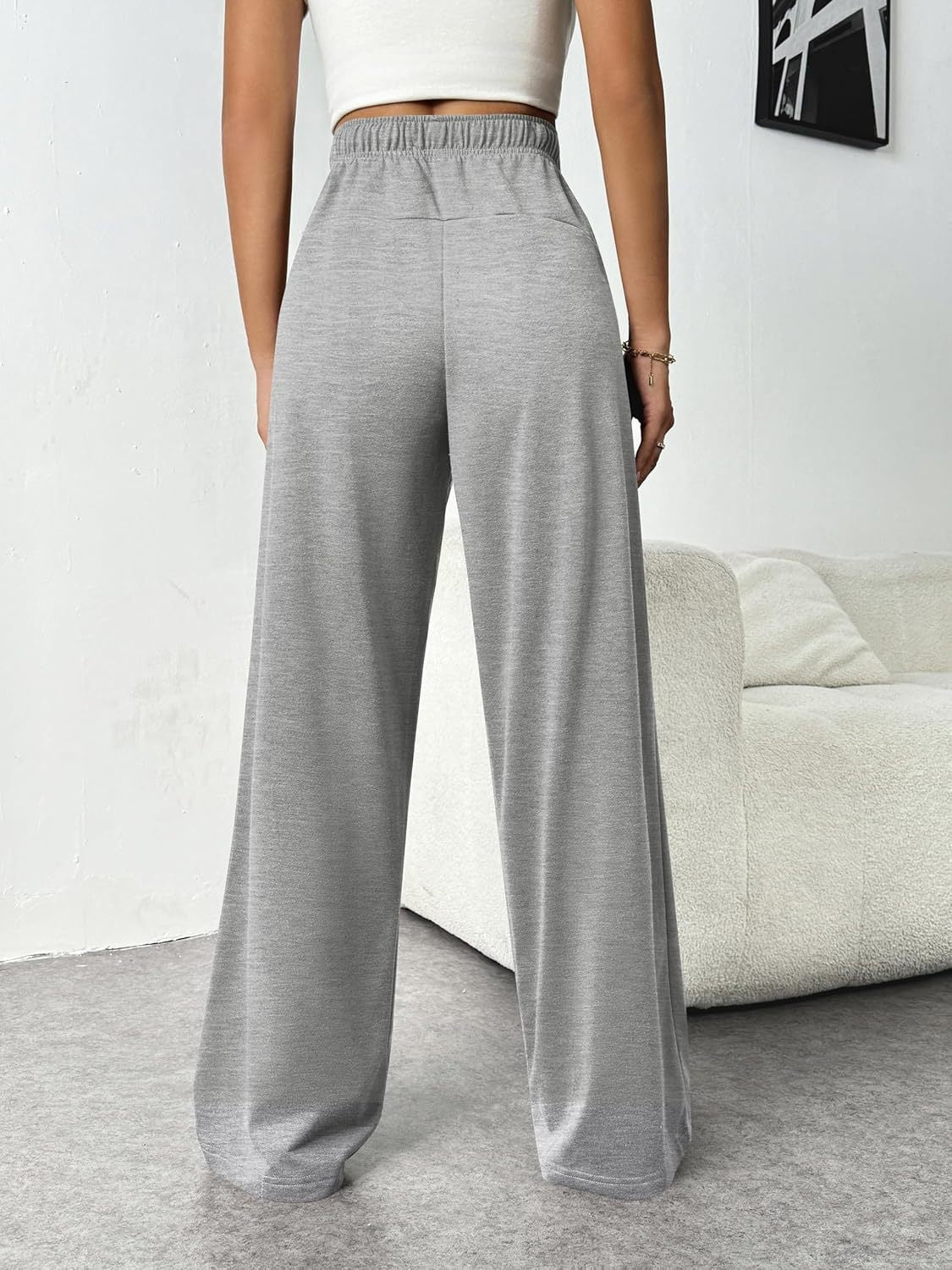 Casual Drawstring Wide Leg Pants with Pockets