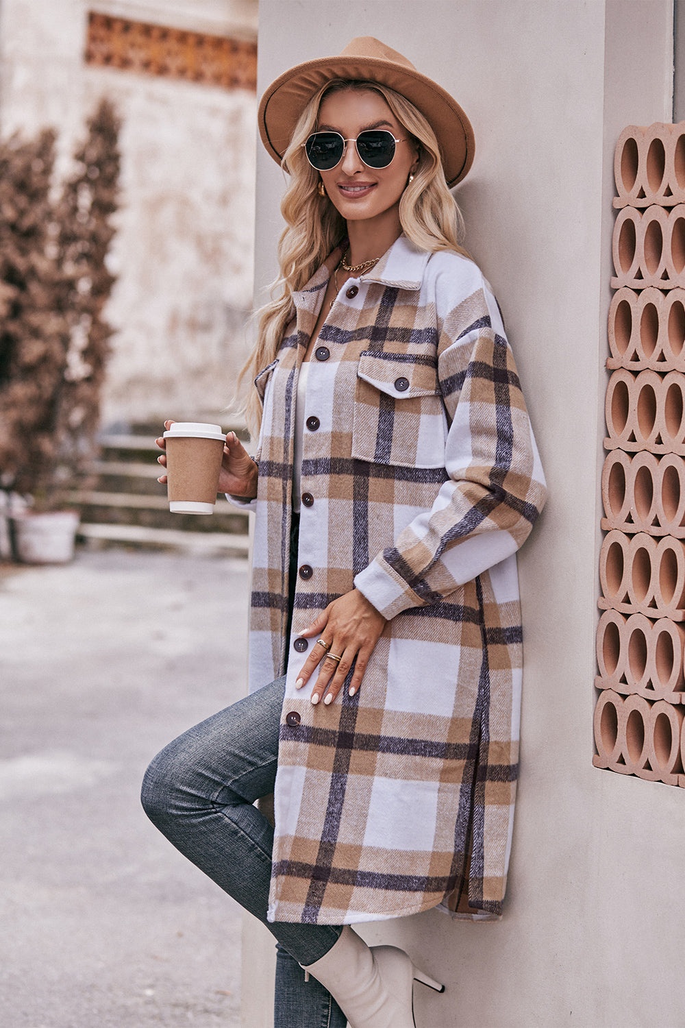 Plaid Longline Jacket