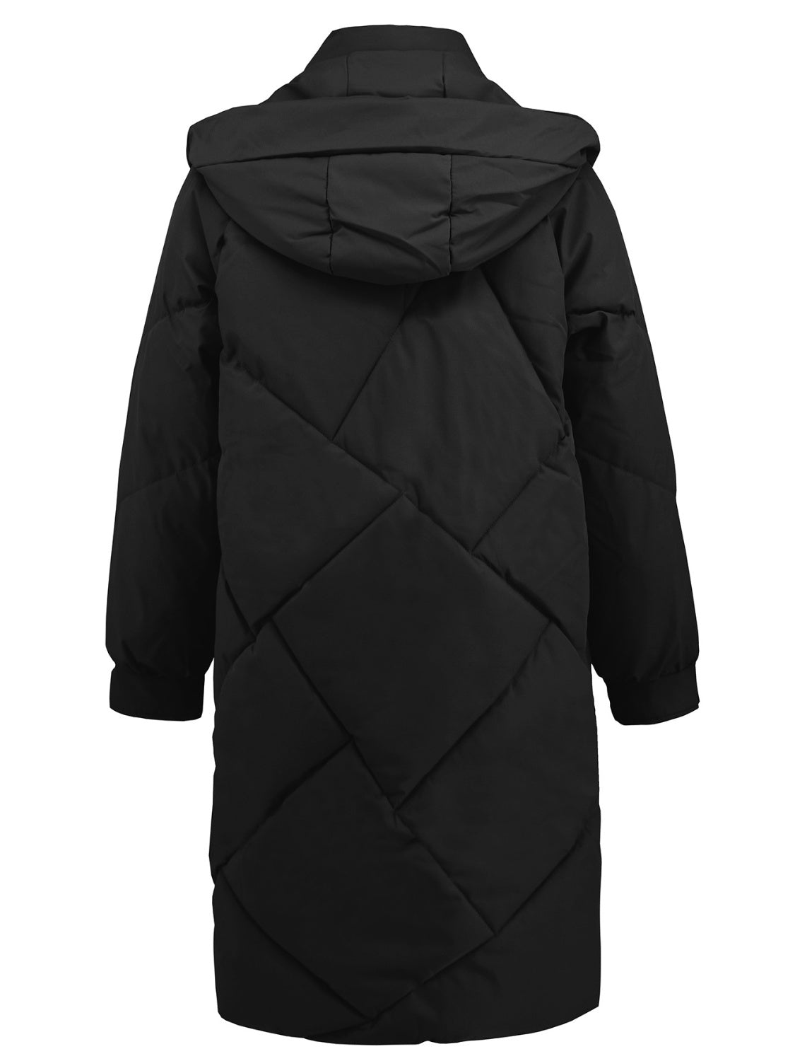 Long Line Hooded Winter Coat with Pockets