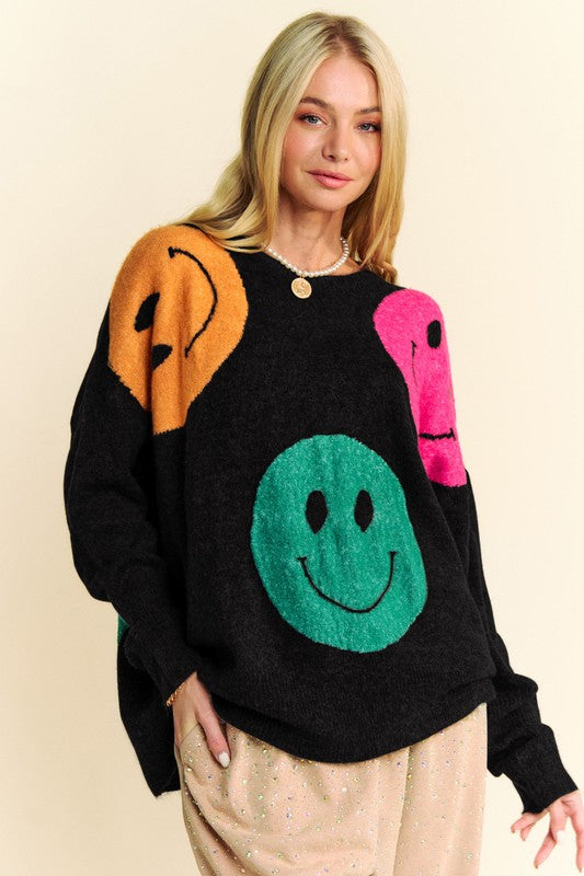 Black Davi & Dani Smile Oversize Sweater