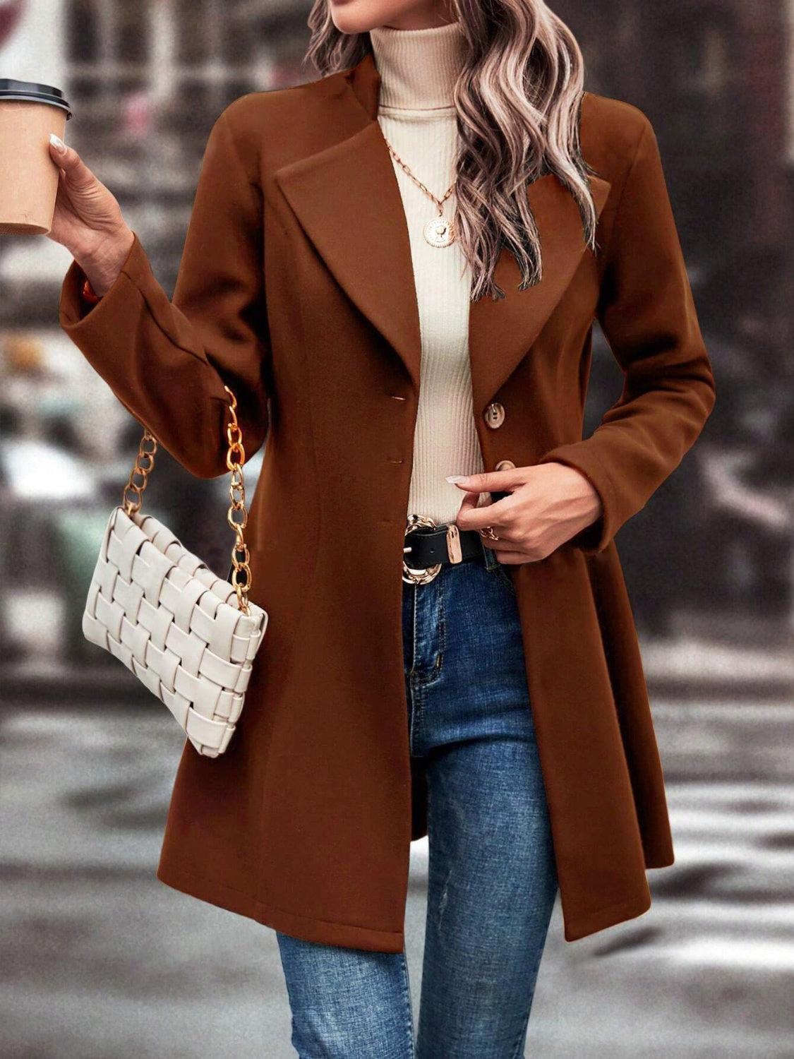 Fashionista Collared Neck Longline Coat