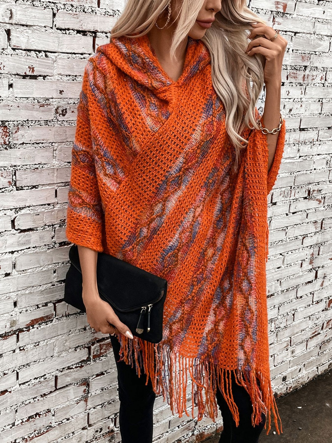 Fringe Hooded Poncho