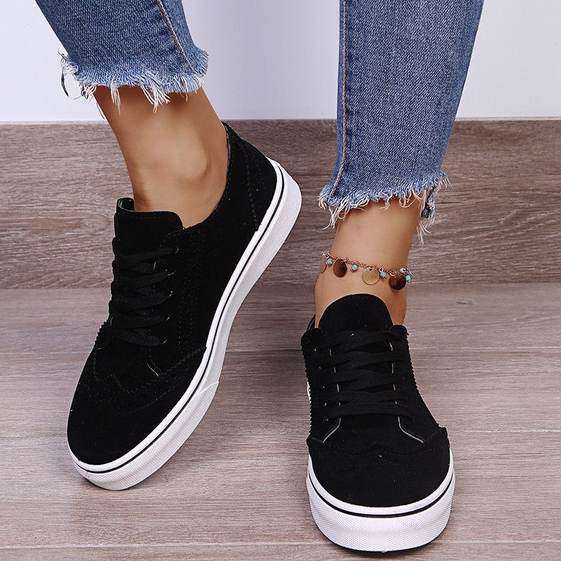 Lace-Up Suedette Sneakers