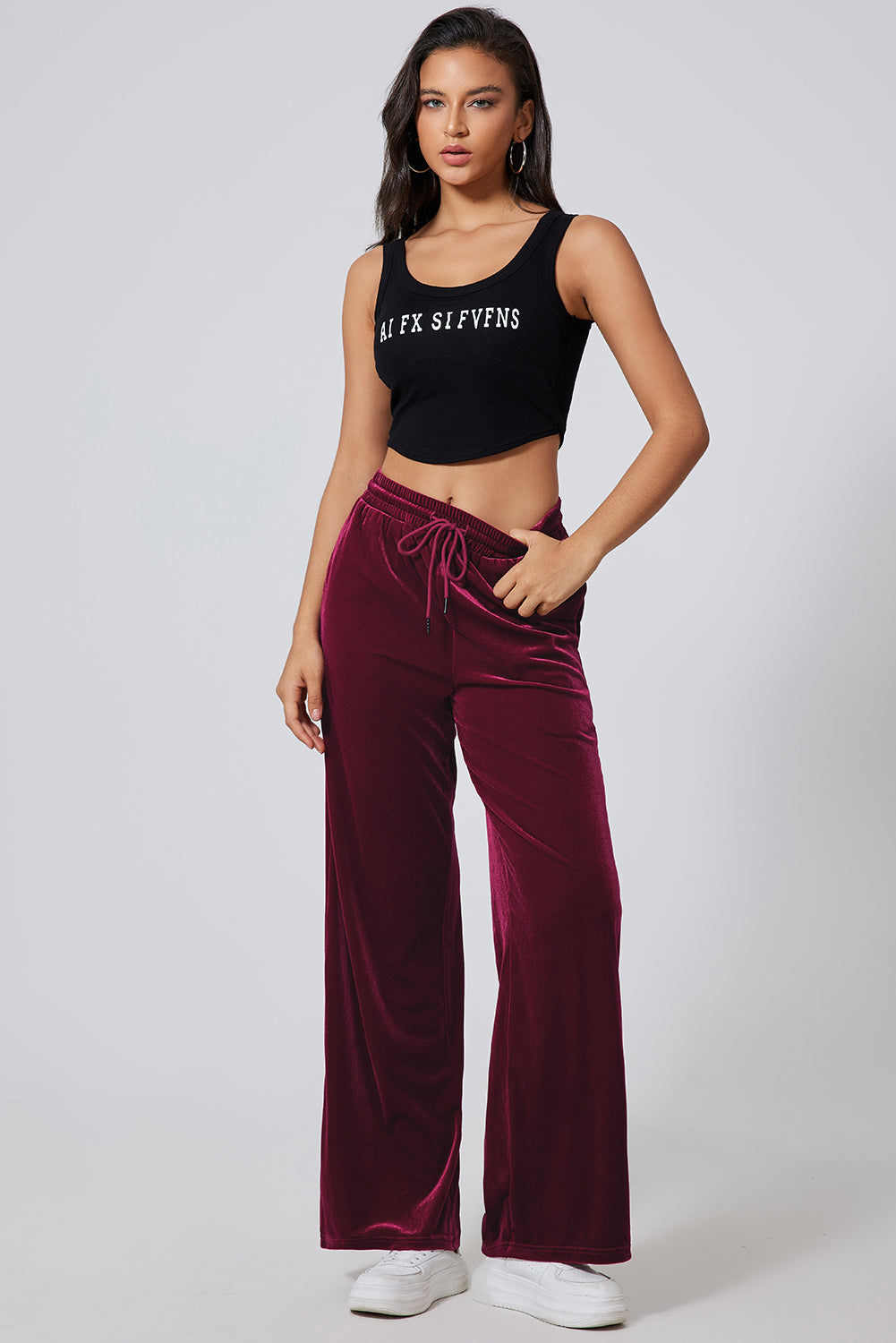 Holiday Cheer Drawstring Wide Leg Active Pants