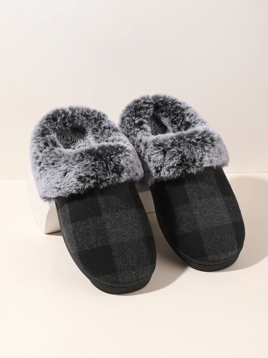 Plaid Furry Slippers