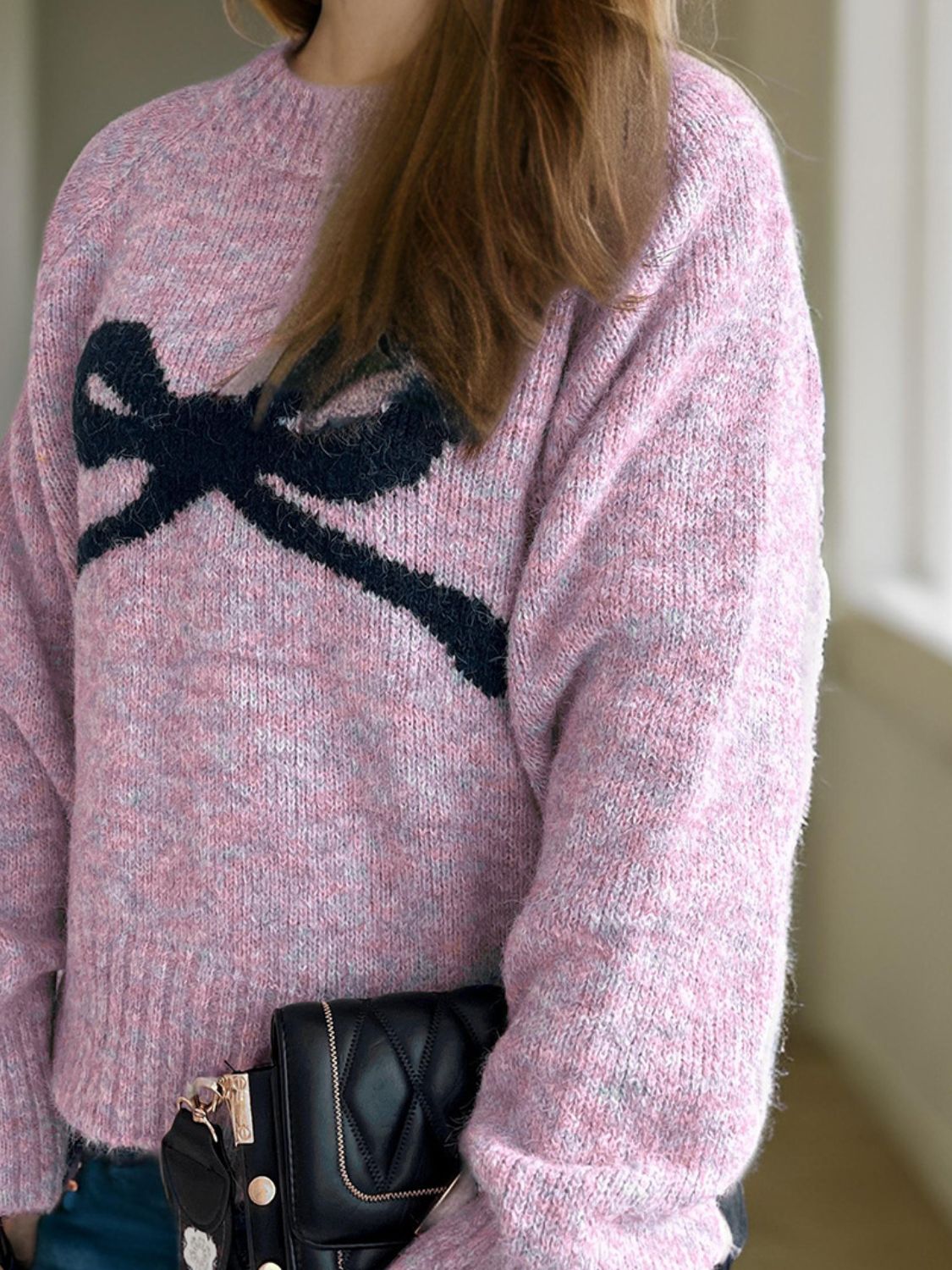 Cutesy Bow Long Sleeve Sweater