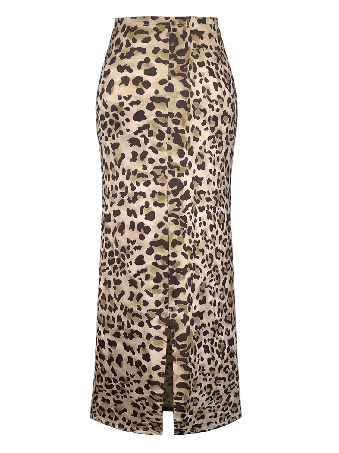 Let's Have Fun Leopard Slit Midi Skirt