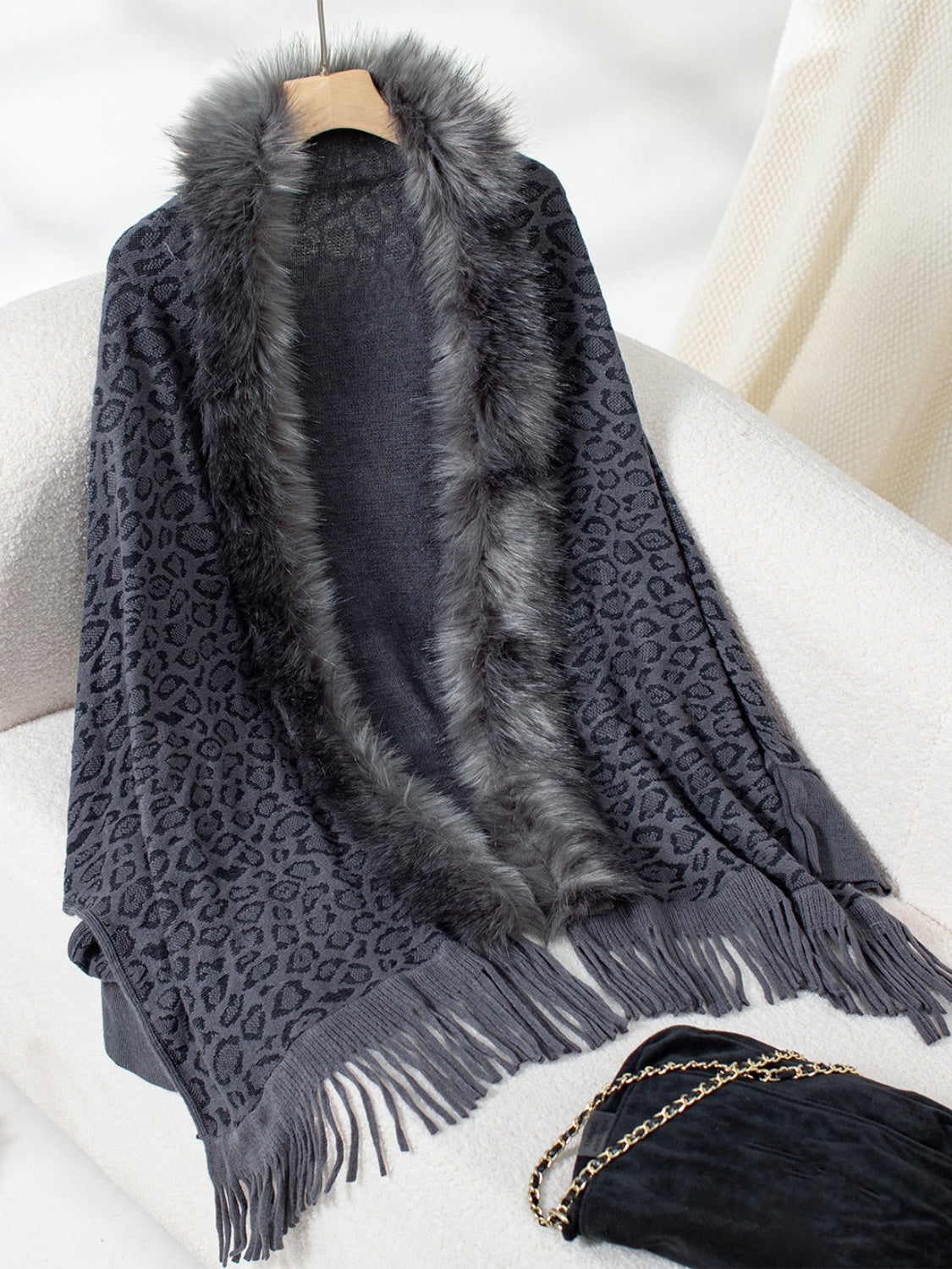 Fringe Leopard Poncho