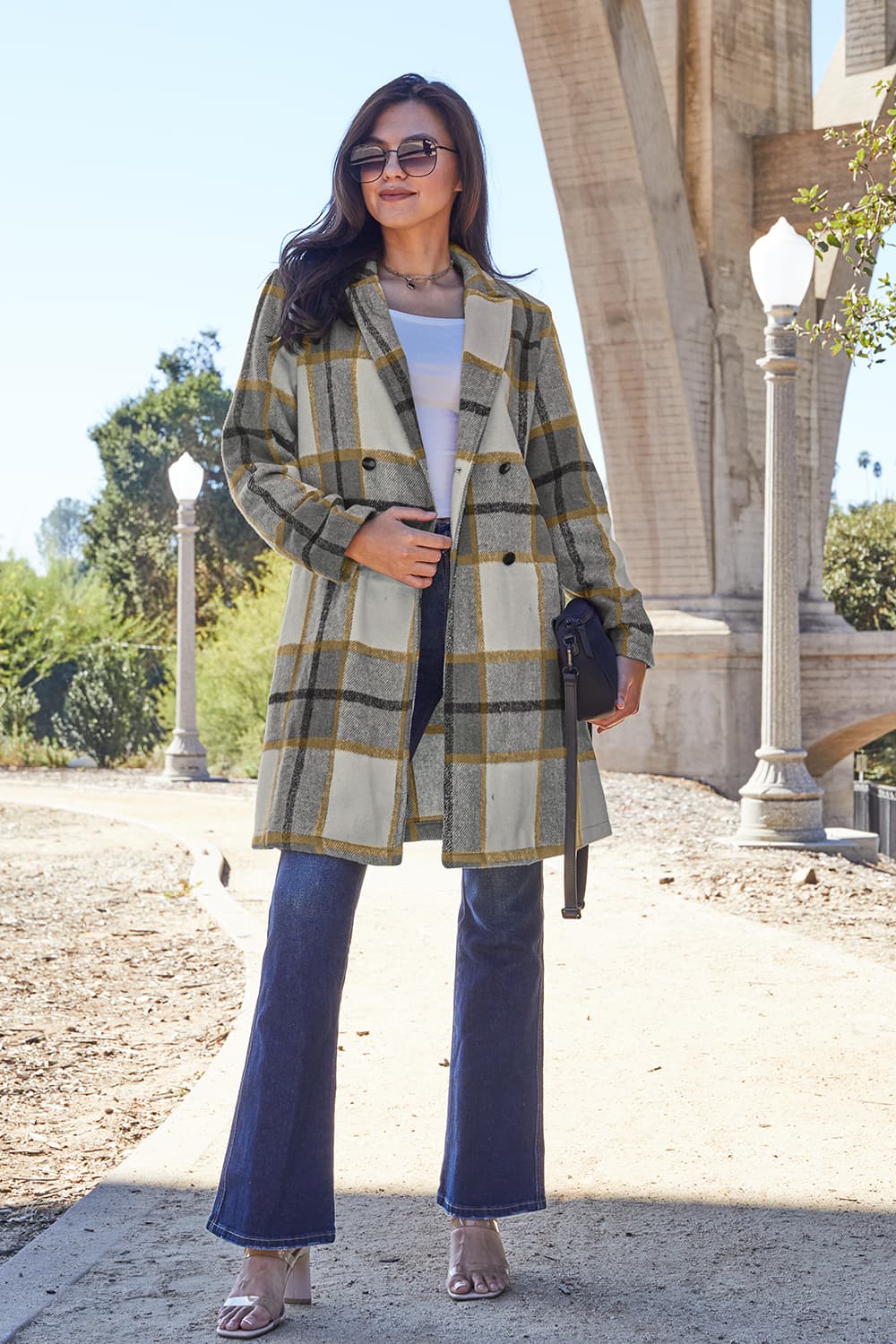 Fall-sational Plaid Button Up Lapel Collar Coat