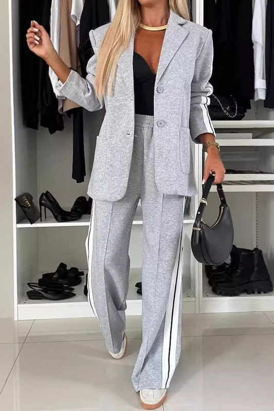 Wifey Lapel Collar Top and Pants Set