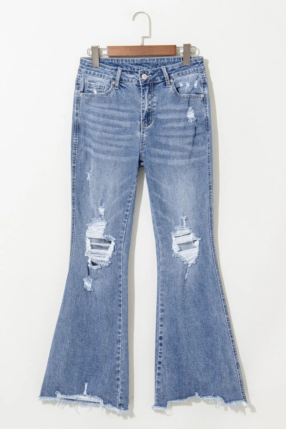 The Bees Knees Distressed Raw Hem Bootcut Jeans