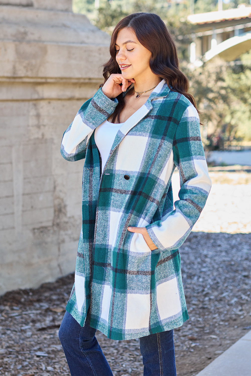 Fall-sational Plaid Button Up Lapel Collar Coat