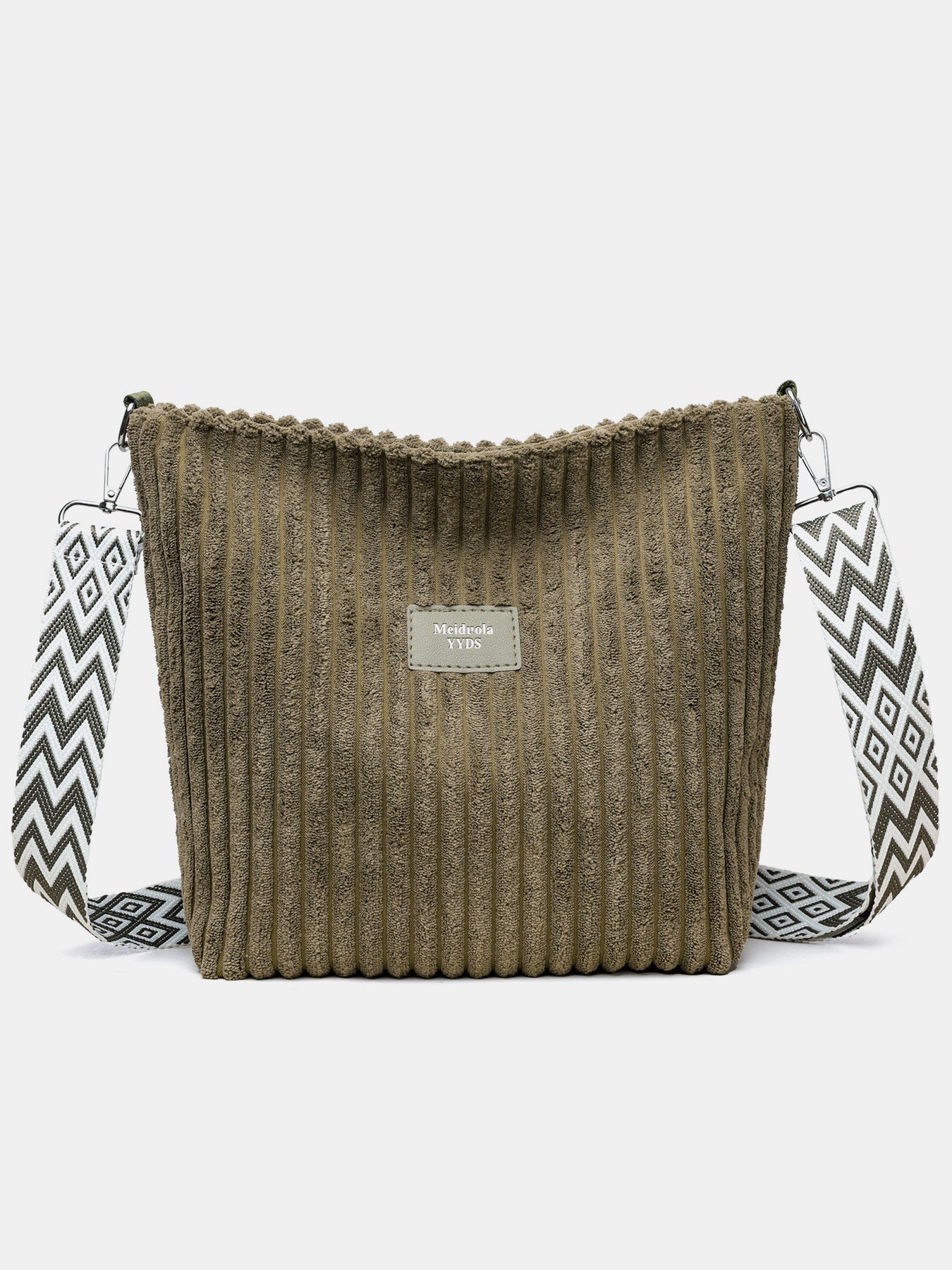 Corduroy Crossbody Bag with Removable Strap